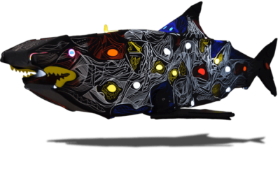 Black shark sculpture, Primal