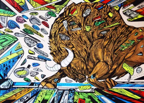 Gold runner by Marko Gavrilovic Gold Runner, bull painting giclée by Marko Gavrilovic - Image 2