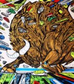 Gold runner, bull painting giclee