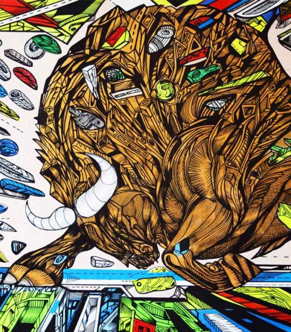 Gold runner Gold runner, bull painting giclee