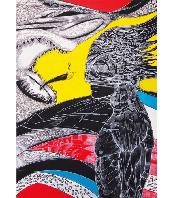 What is fear, shark and man by Marko Gavrilovic Shark painting by Marko Gavrilovic