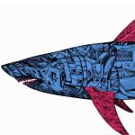 Battle shark, red tailed blue, detail 1, by Marko Gavrilovic