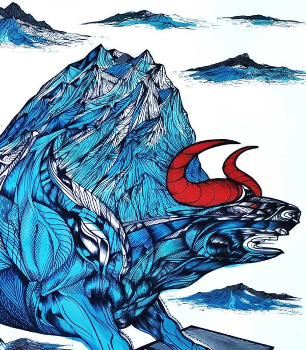 Beasty, bull painting Beasty, mountain bull