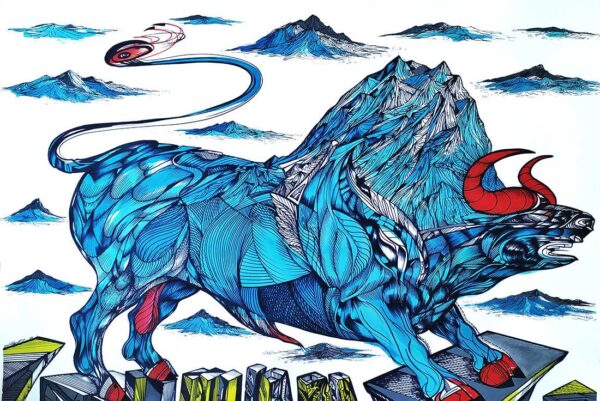 Beasty,the blue bull Beasty, mountain bull, giclée by Marko Gavrilovic - Image 2