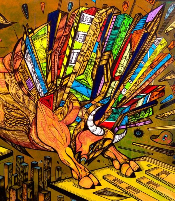 Fly Sky by Marko Gavrilovic, Sky Fly, bull painting