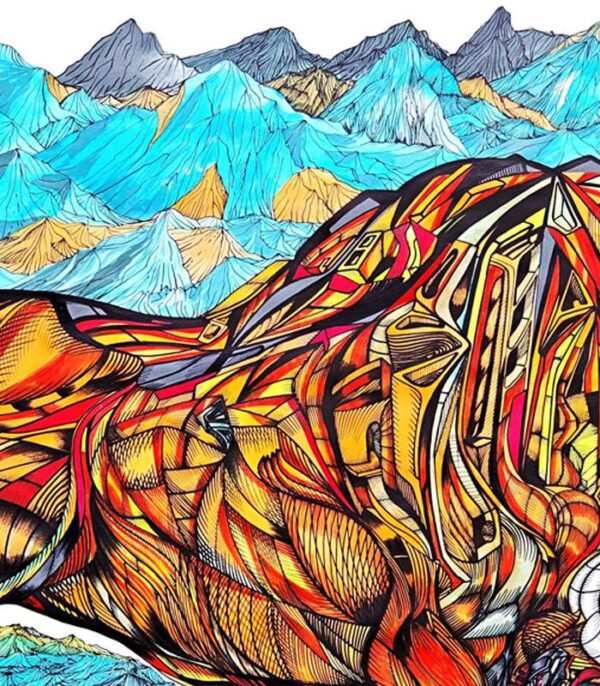 Highlander, bull painting giclee close-up 2 Highlander, bull painting giclee, close-up number 2