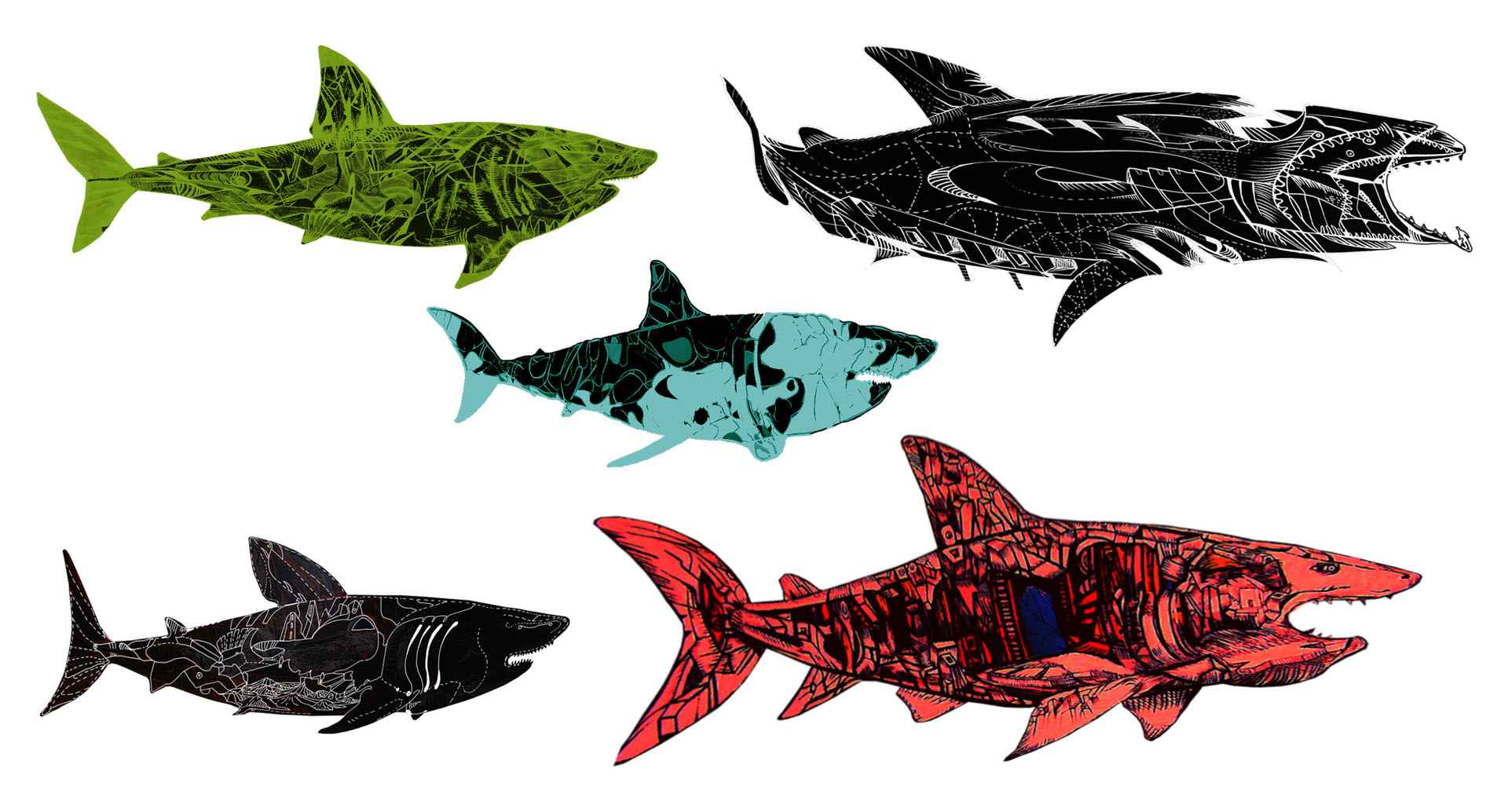 Pick your shark, shark paintings by Marko Gavrilovic