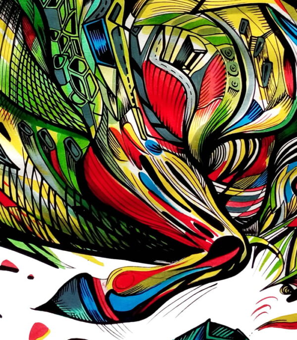 Running around, bull painting, detail 2 Running around, bull painting giclée by Marko Gavrilovic - Image 3