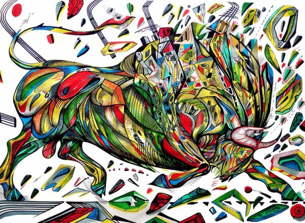 Running around, running, bull paintung Running around, bull painting by Marko Gavrilovic