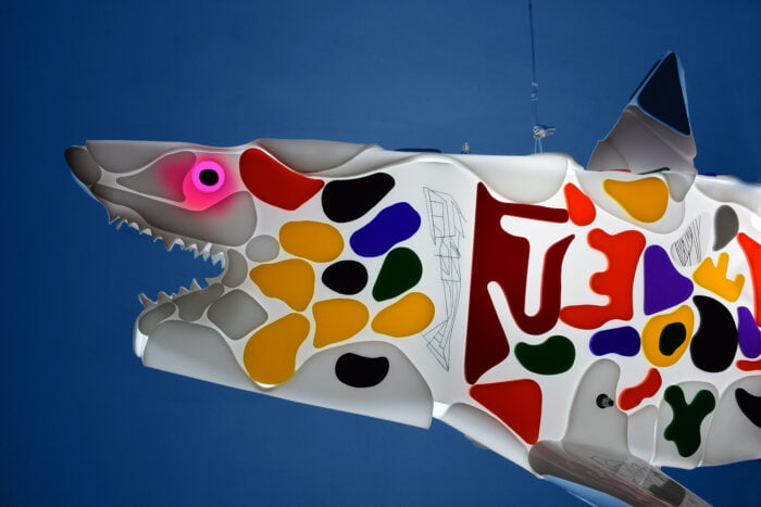 Guided by instinct, shark sculpture, close-up