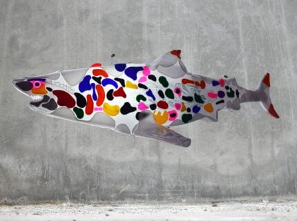 Imaginative wanderer, shark sculpture by Marko Gavrilovic
