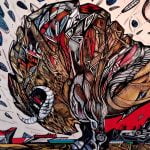 Taking a pause, close-up, bull painting by Marko Gavrilovic