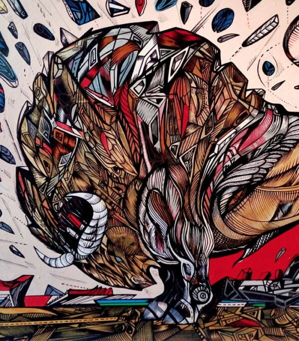 Taking a pause, close-up, bull painting by Marko Gavrilovic Taking a pause, close-up, bull painting by Marko Gavrilovic