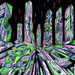 The source of Purple, close-up 2, city painting by Marko Gavrilovic