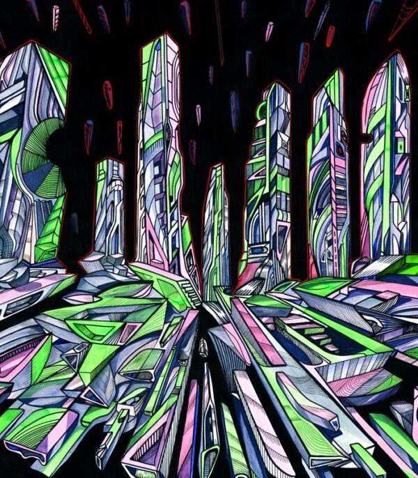 The source of Purple, close-up 2, city painting by Marko Gavrilovic The source of Purple, close-up 2, city painting by Marko Gavrilovic