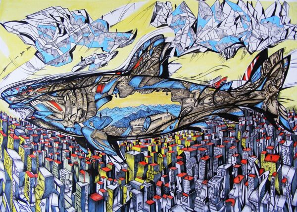 There is an endless sea inside, shark painting by Marko Gavrilovic
