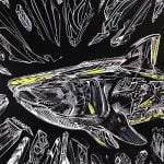 The Anatomy of the Sea-The Black shark, giclee on canvas, head detail