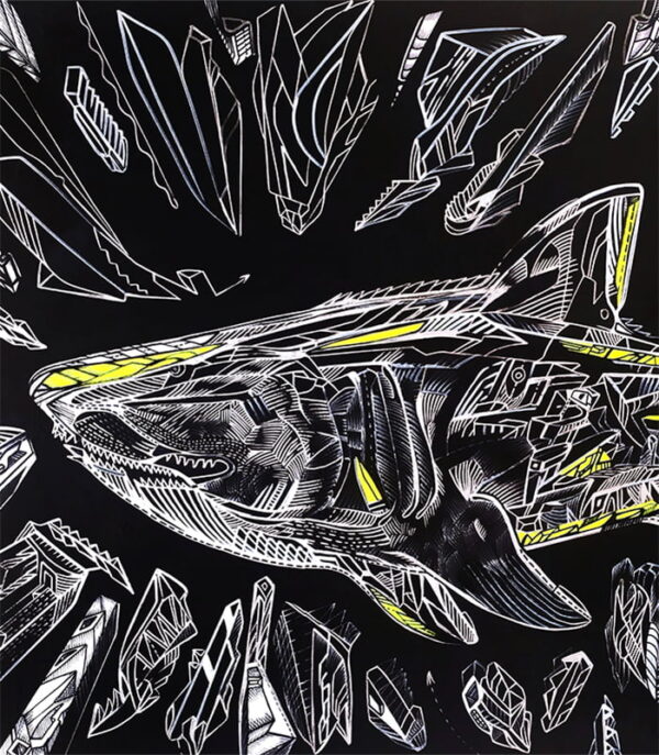 Anatomy of the Sea, giclee on canvas, head detail The Anatomy of the Sea-The Black shark, giclee on canvas, head detail