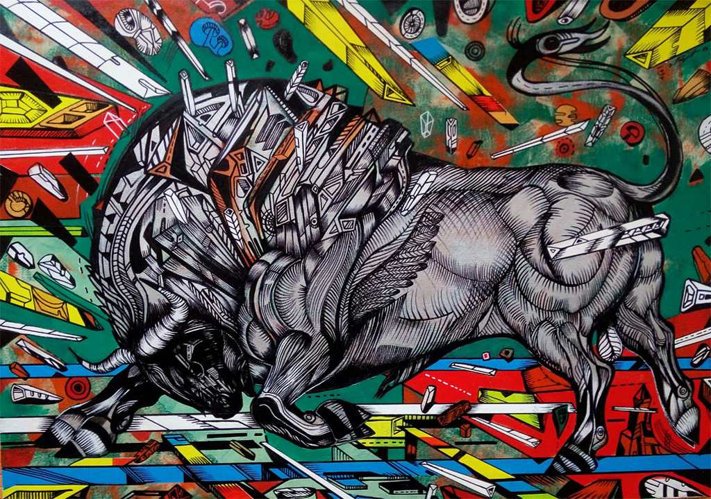 Bull Paintings The Timeless Power of the Bull in Art and Culture, cover photo , artwork Silver Bullet, artist Marko Gavrilovic