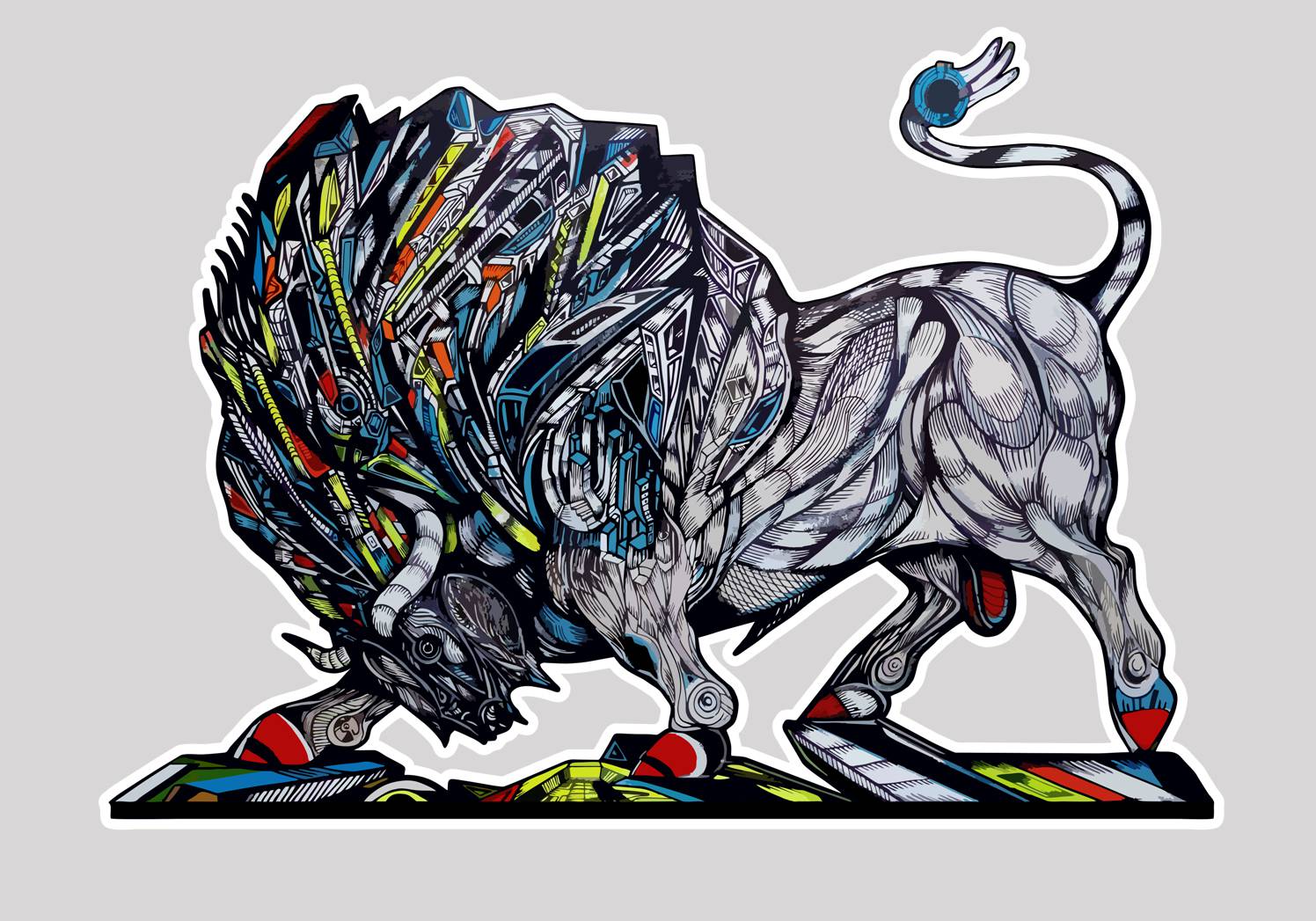 The Domination of Nature 3, bull painting print, artist Marko Gavrilovic